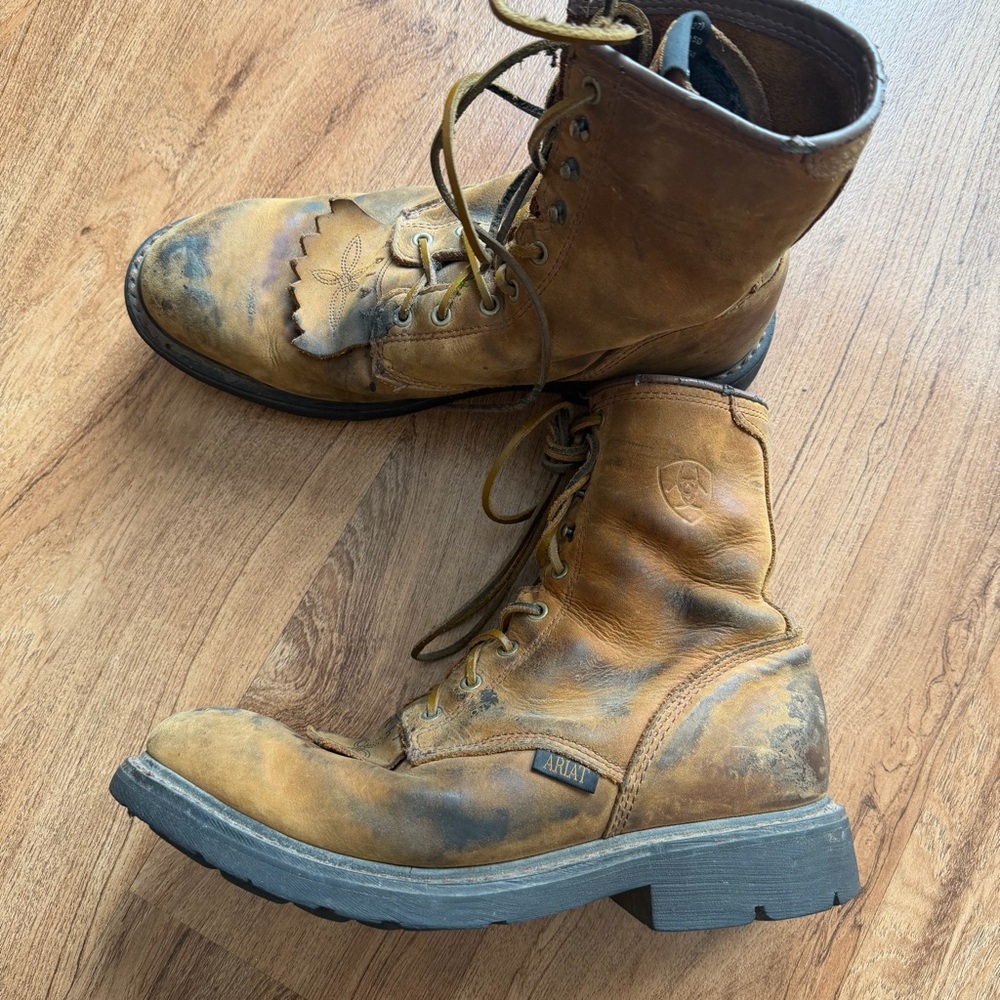 ARIAT Cascade Brown Leather Work Boots Mens 9.5 - Picture 3 of 7